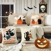Halloween Cats and Witch Pattern PillowcaseSuitable for Sofa Car Bedroom Decorative Cushion Cover Pillow Cover