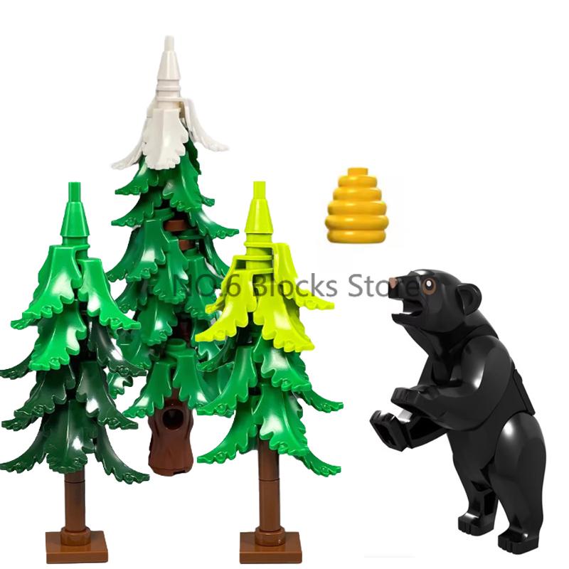 MOC Animali Blocchi da Costruzione Zoo della Foresta Tigre dai Denti a Sciabola Orso Alce Elefante Aquila Squalo Scimmia Leone Giocattolo Mini Mattoncino Regalo per Bambino S09