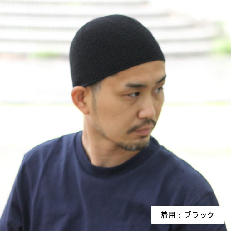 regnuu Summer Knit Islamic Islamic Watch Inner Cap Gray Men's Hat, Cap, 100% Cotton, Spring/Summer (One Size, (Basic Type))