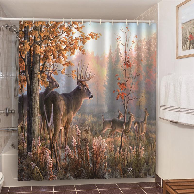 3D Djurtryckta Mörkläggande Duschdraperier För Badrum Strandlandskap Vattentätt Polyester Badkar Dropshipping Grossist