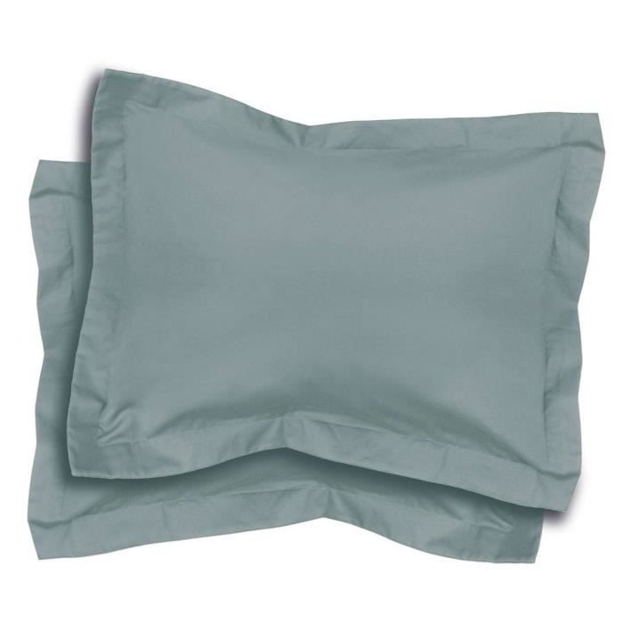 2 Taies d'oreiller 50x70 - 100% coton 57 fils - Gris