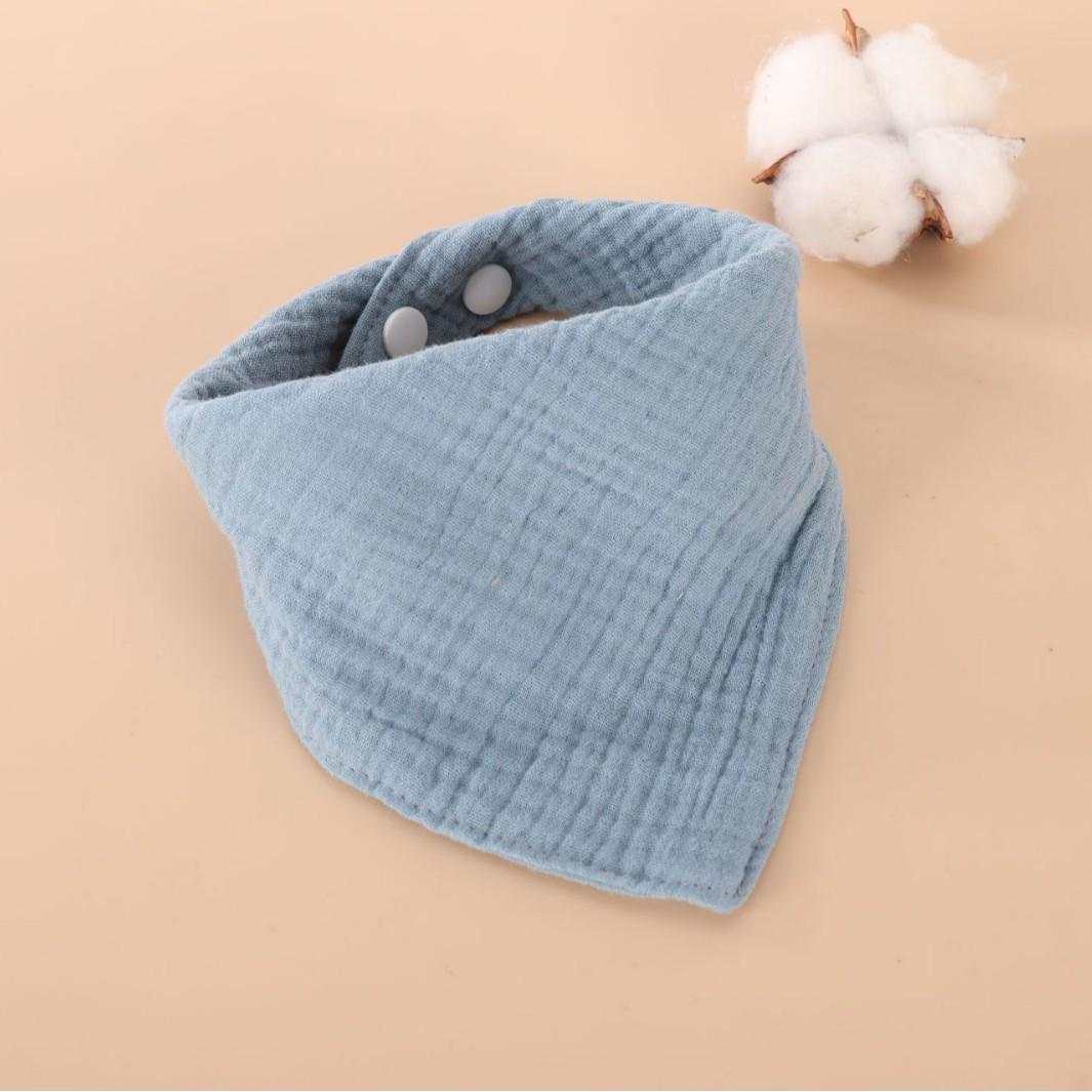 

Pure Cotton Double-Layer Baby Drool Bib Triangle Scarf with Double Buckle морской синий