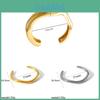 Modern Stainless Steel Open Bangle With Gold Finish For Unique Street Style Accessory
