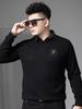 European Trendy Brand Letter-Printed Warm Knit Sweater for Men, 2025 Autumn and Winter New Style, Round Neck, Faux Two-Piece Sweater for Men