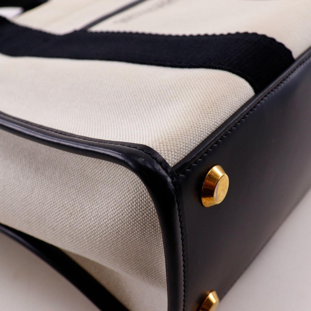 BALENCIAGA hardware Tote Bag 671402 Small 2WAYShoulder Black / white canvas Women Used