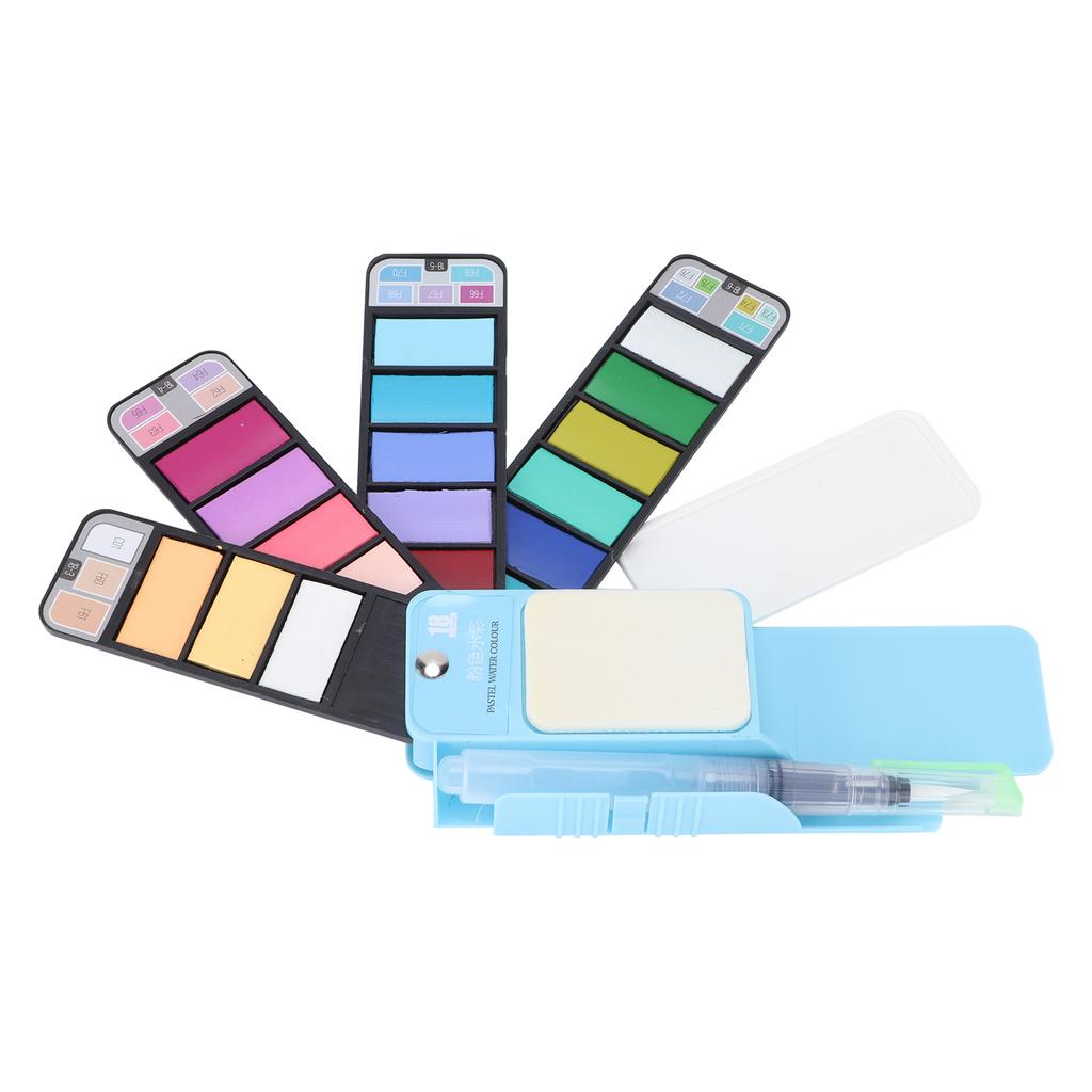 Farby akwarelowe w kostkach 18 kolorów Przenośne składane w kształcie wachlarza z pędzelkiem do wody na urodziny święta Boże Narodzenie