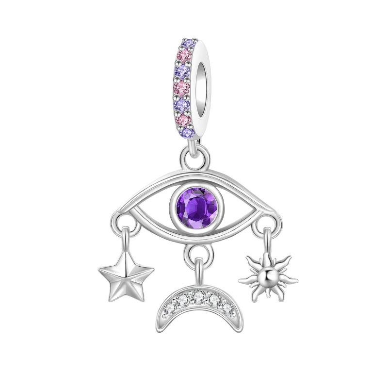 Original Copper Blue Evil Eyes Charms Ring Earrings Bead Palm Pendants Fit Bracelet Necklace Jewelry Gift