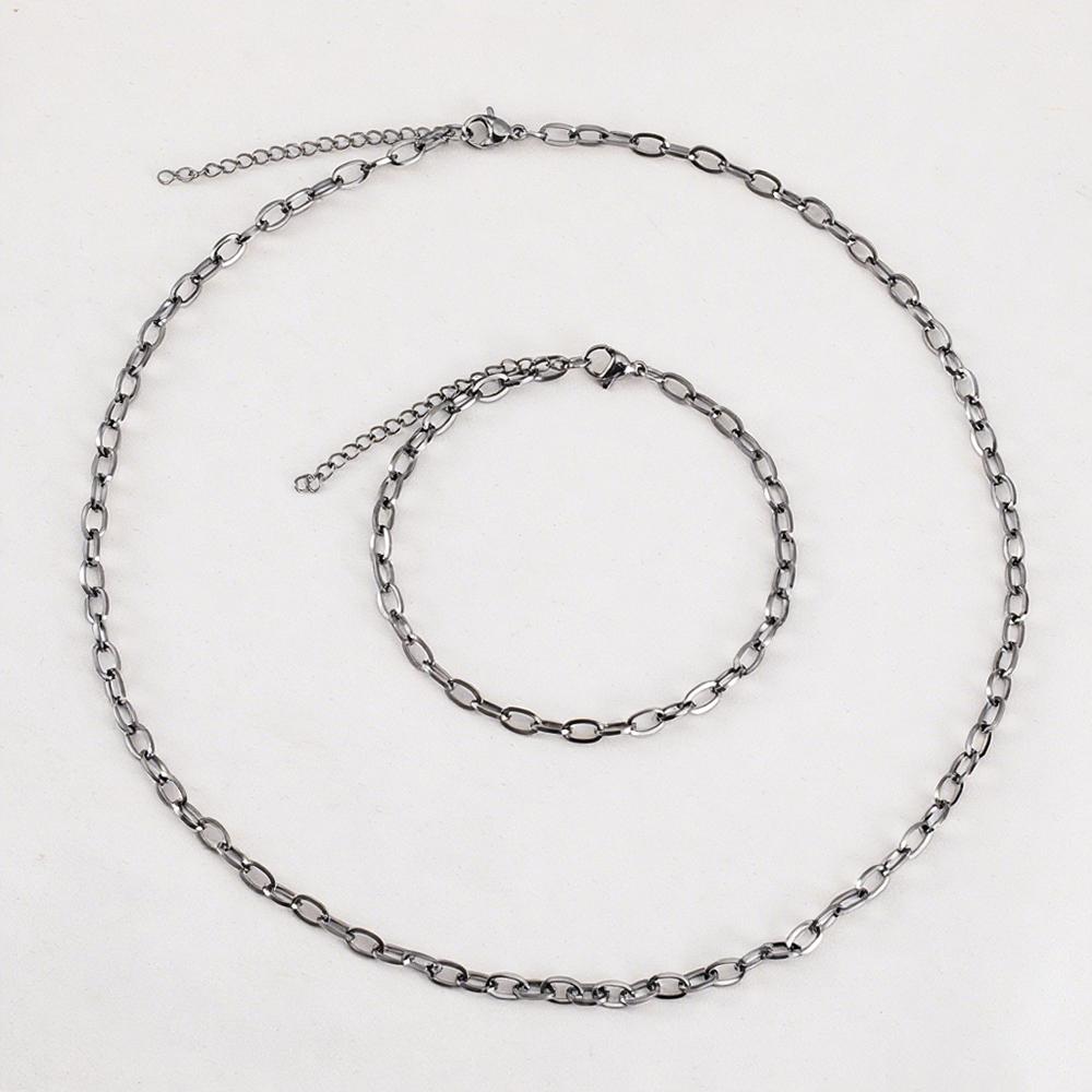 1PC 5PCS New Stainless Steel Frosted Necklace Bracelet Set Jewelry Making Gift Thick Link Chain OT Buckle Clasp Handmade Chokers