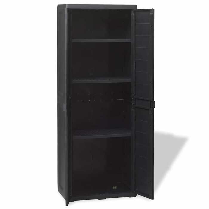 Armoire de rangement - vidaXL - Noir - 3 étagères - Extérieur - Meuble de jardin