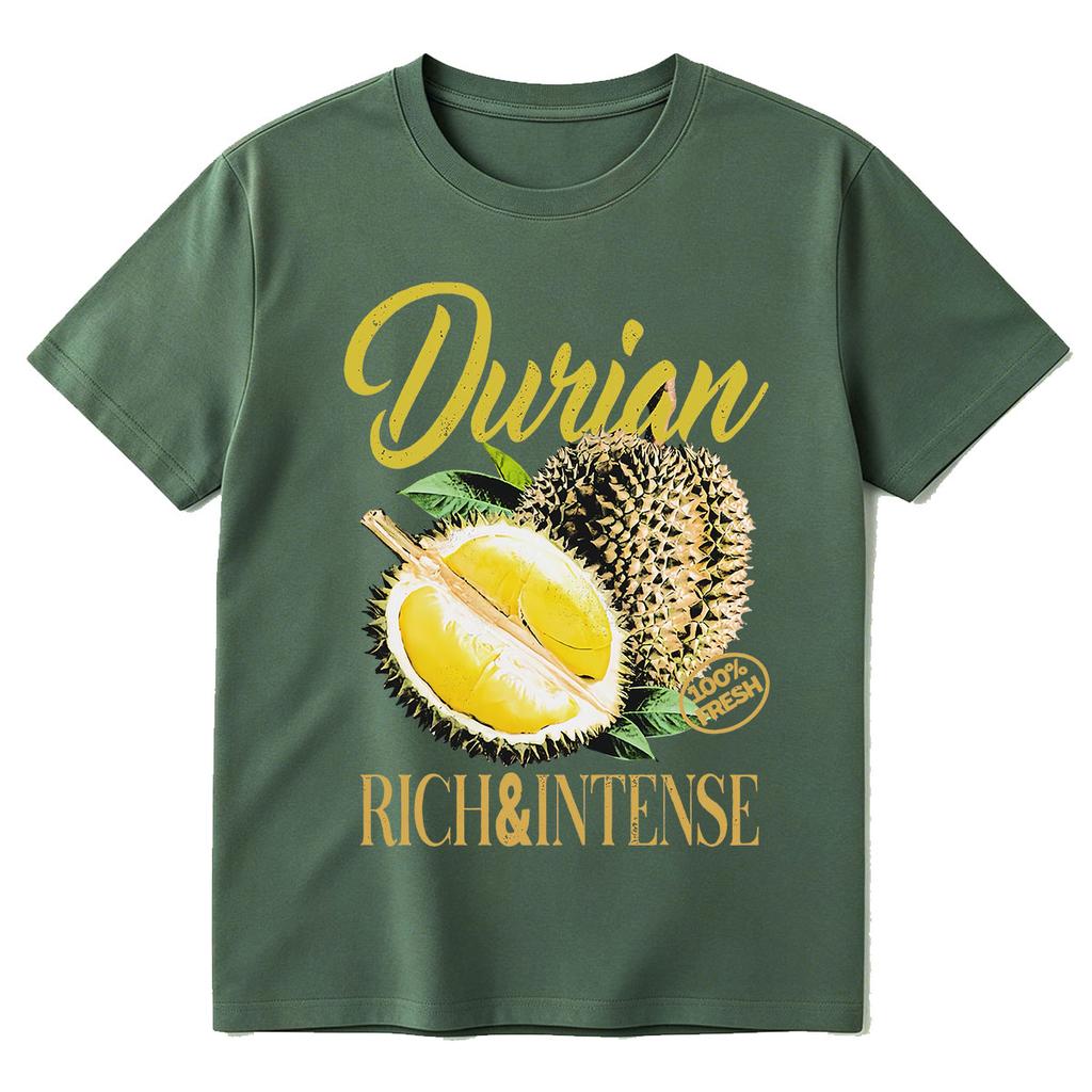 Vintage Durian Fruit Graphic TShirt Retro Tropical Food Tee Shirt 90s Y2k Exotic Southeast Asia King Of Fruits Foodie TShirts