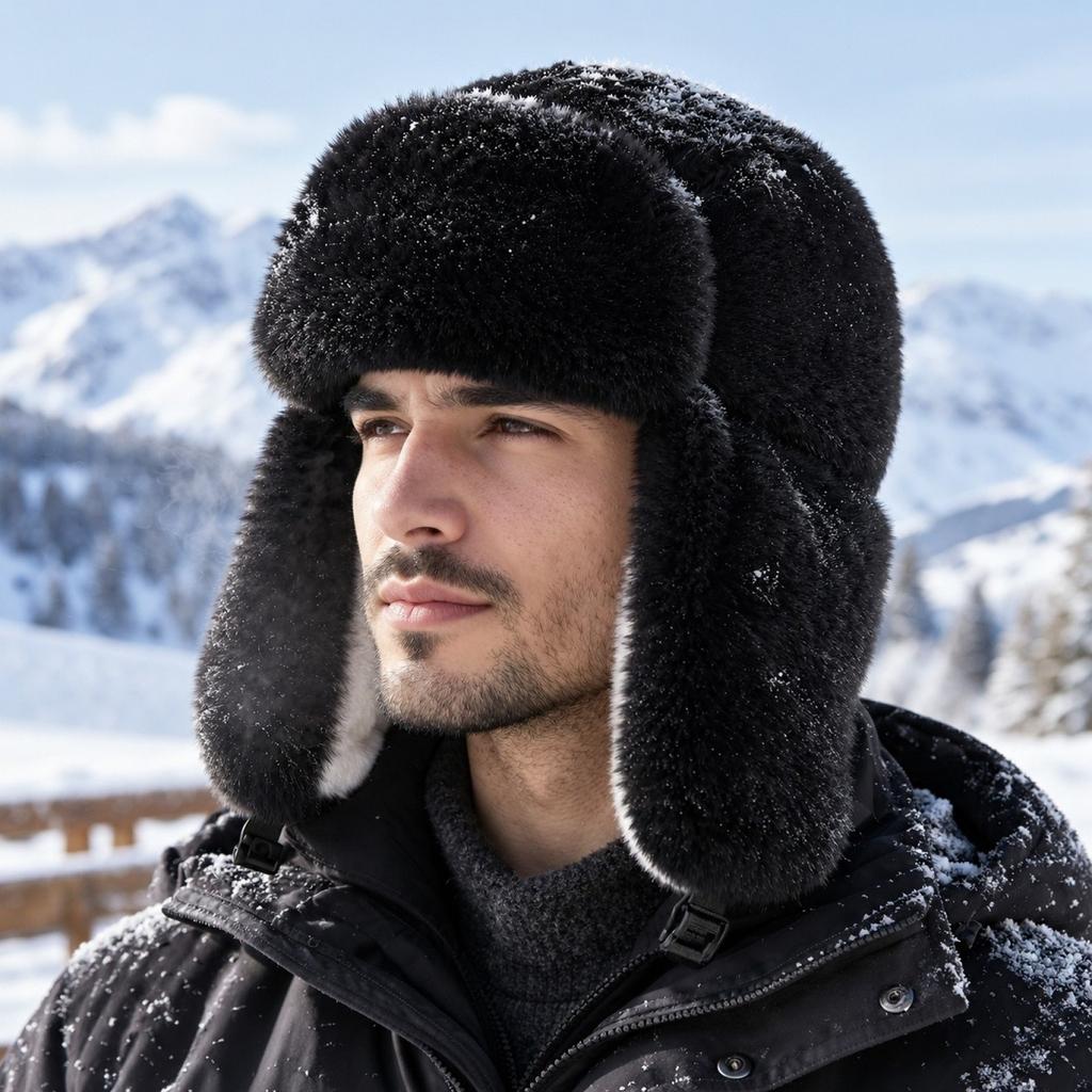 Unisex Winter Trapper Hat with Ear Lined for Outdoor Cold