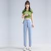 Women's High Waist Harem Pants Loose Fit Denim Jeans Casual Summer Denim Trousers