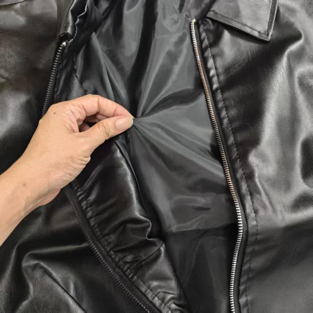 Giacca da moto unisex di alta gamma in pelle PU - Streetwear Primavera/Autunno, Vestibilità Larga