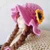 Winter Warm Girls Baby Cute Handmade Twist Ear Protection Wool Hat Children Children Clothing Headwear Cap 2-4Y