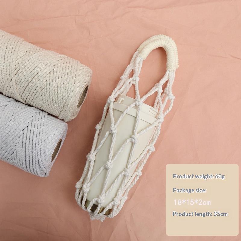 Handmade Macrame Water Bottle Sling Multicolor Cotton Rope Net Bag Portable Cup Holder Reusable Water Storage Bottle Tote