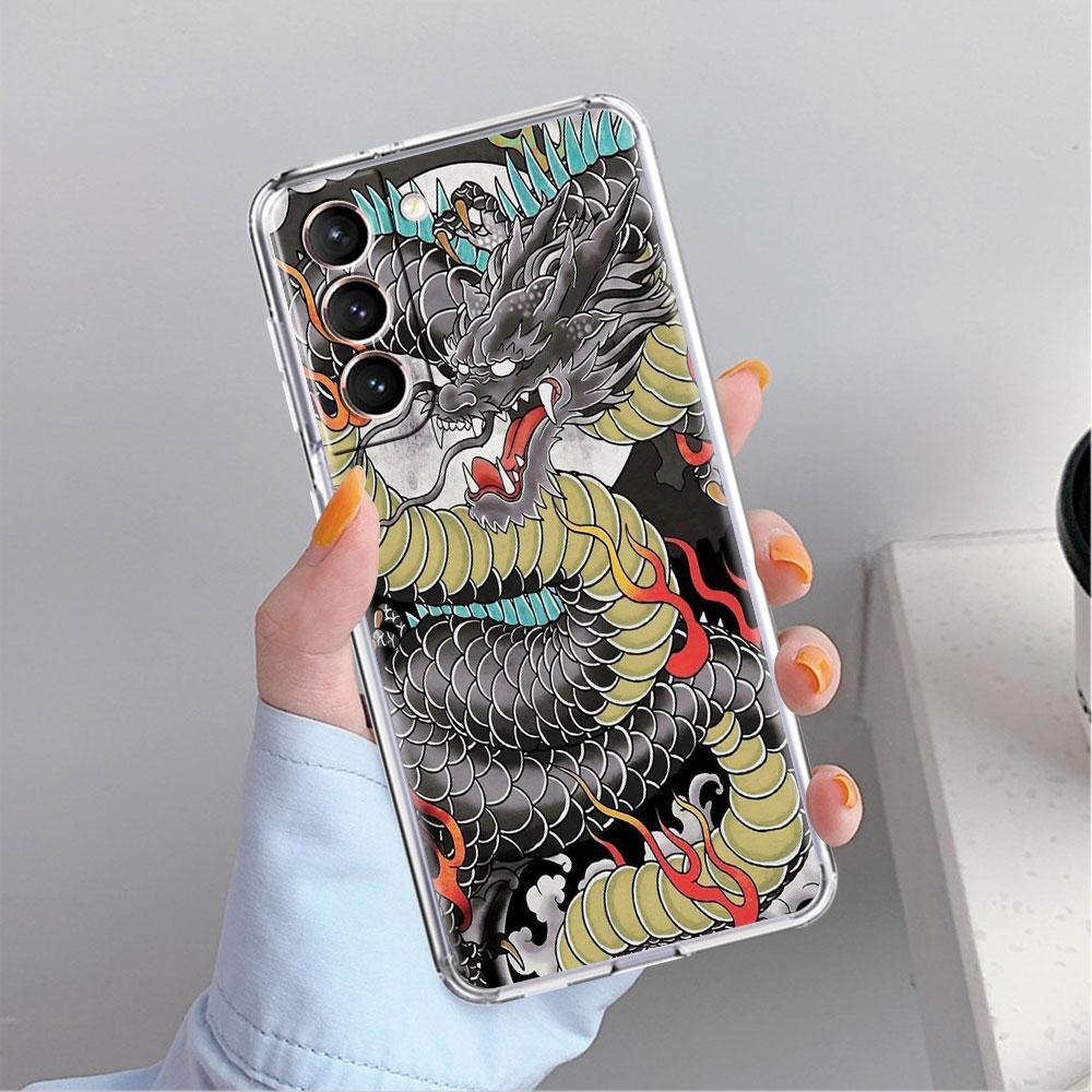 Animal Dragon Clear Case For Samsung Galaxy S22 S20 FE S21 S10 S9 Plus Note 20 Ultra 10 Lite Transparent Phone Shell