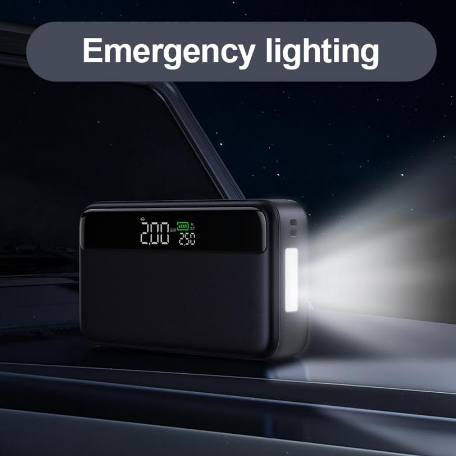 PD 65W Portable Car Jump Starter with Air Compressor 3000A 150PSI Tire Inflator Up To 8L Gas/6.5L Diesel Engine Fast Charging S