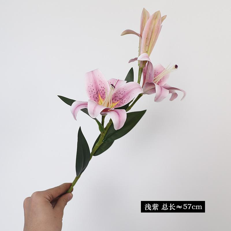 New high-luxury 3D small lily simulation flower, light luxury home decoration 3 lilies