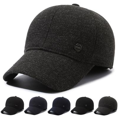 New Middle-aged and Elderly Hats Men's Baseball Caps Outdoor Elderly Ear Protectors Thickened To Keep Warm Winter Woolen Cap Men