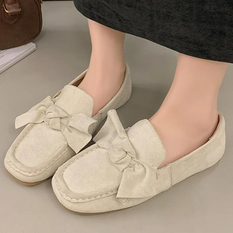 Mode Vår Ballerinaskor Kvinnor Loafers Skor Mode Rosett Casual Skor Klänning Lolita Eleganta Kvinnoskor 2025 Trend Promenad Damskor Zapatillas