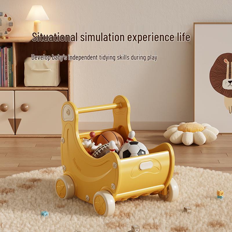 Banana-Themed Children's Toy Cart: Early Education Puzzle & Role-Playing Storage Organizer