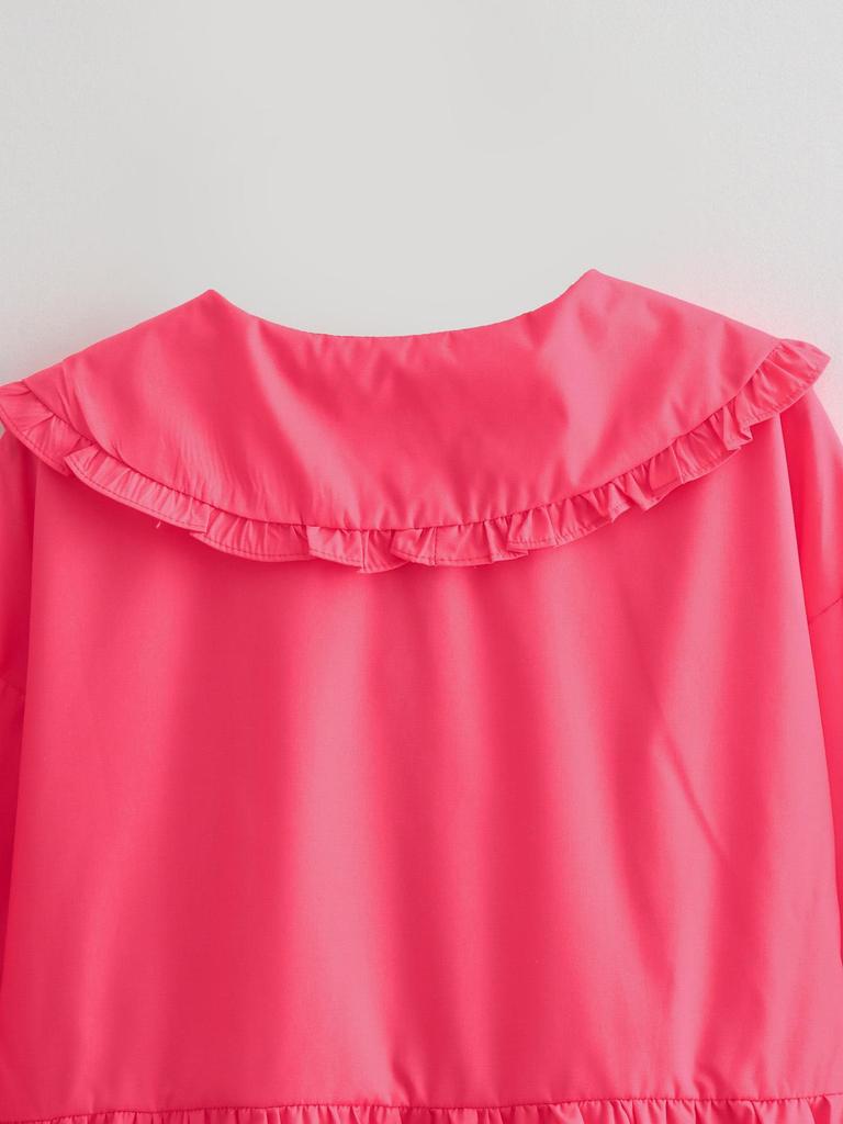 2024 Summer Solid Color Lapel Cardigan Women's Slim Fit Tie Waist Long Sleeve Shirt B63060