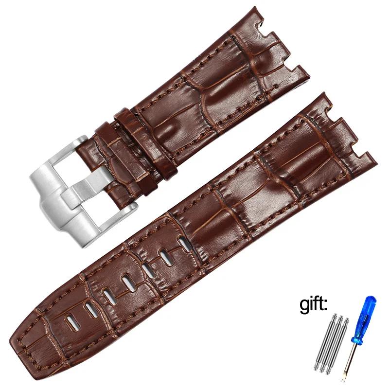 Genuine Leather watch Strap For AP  15703 Royal Oak Offshore Series 28mm Black Brown Blue Watchbands accessories men