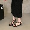 French retro cross strap Roman sandals women's outer wear 2025 summer new with skirt wedges pointed sandals