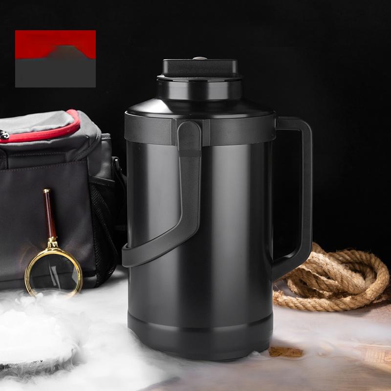 GIANXI 6L Summer Portable Thermos Bottle Household Cold Resistance Dry Ice Bucket Black Stainless Steel Bottle With handle