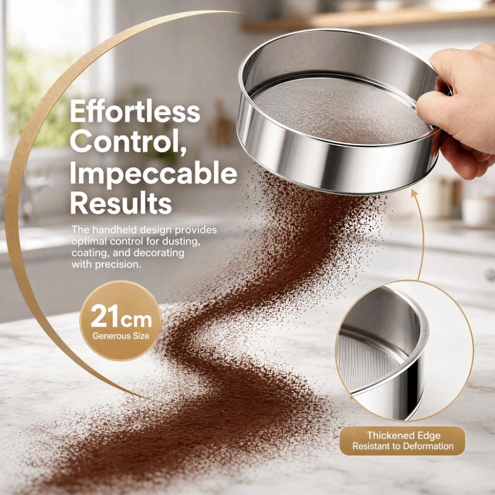 Round Stainless Steel Flour Sifter Stainless Steel Manual Flour Sifter  Baking Prep