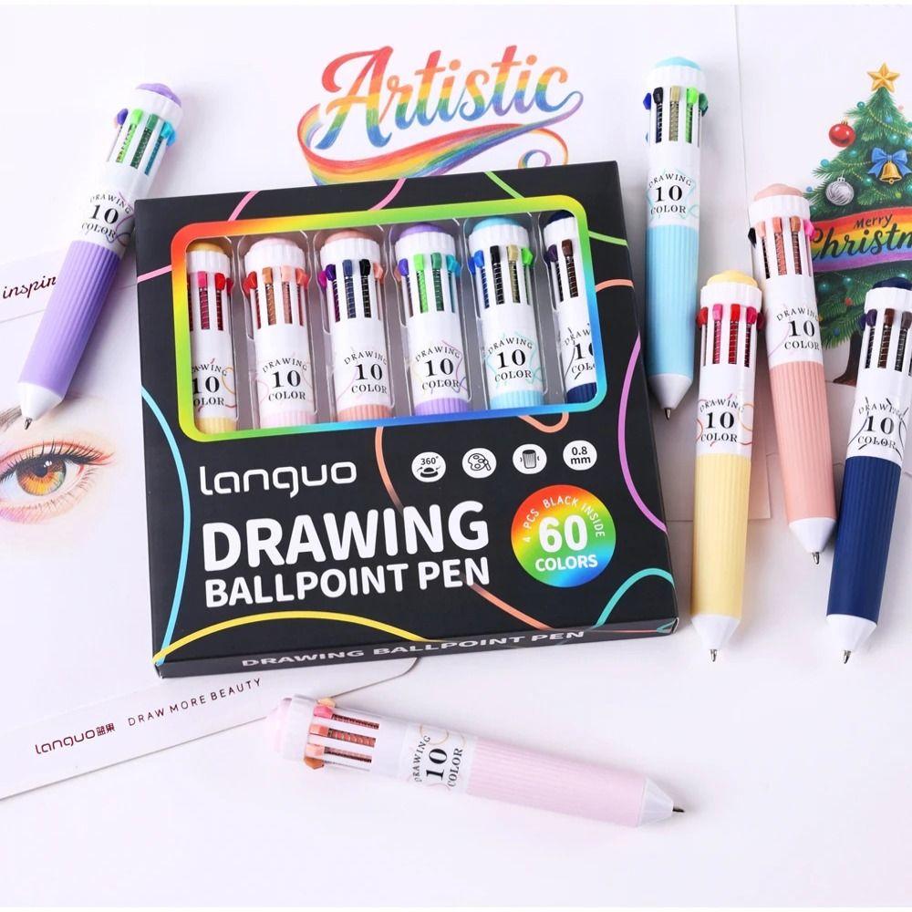 6Pcs/Set Multi-Function Colored Pens 10-in-1 Multicolor Pens  for Painting Study Marking
