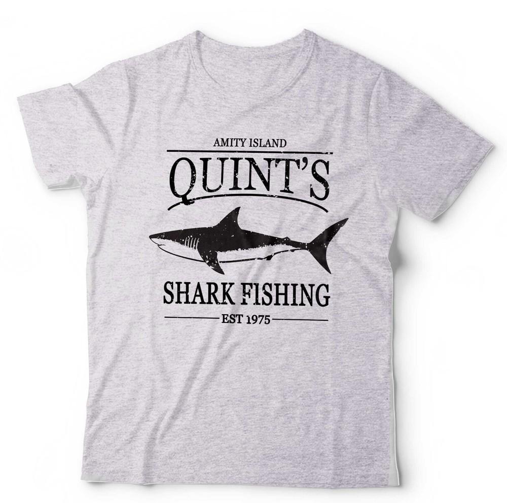 Jaws T Shirt Quints Shark Fishing Unisex Retro Movie Amity 1975 Film Horror
