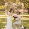 Reusable Bowknot Banner Hanging Pendant Faux Pearl Bow Beaded Garland  Wedding Backdrop Wall Decor