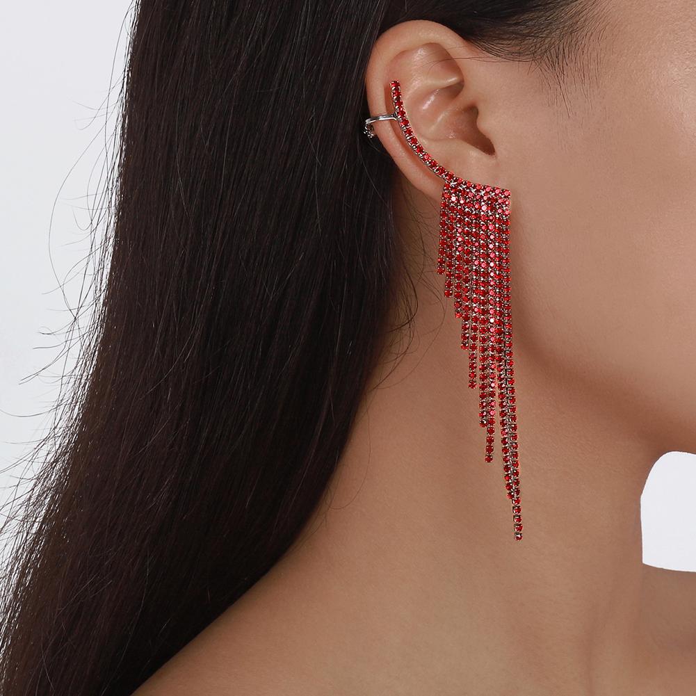 Women Tassel Crystal Earrings Long Fashion Geometric Rhinestone Earrings Jewelry