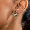 1 Pair Women's Fashion Earrings Vintage Simple Classic Irregular Heart Leopard Print Style Suitable for Gifting Daily Versatile No Card