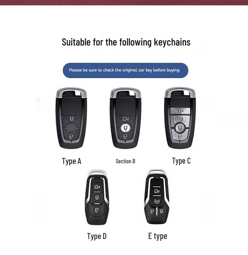 Genuine Leather Key Case for Ford Focus, Mondeo, Edge, Escort, Explorer, and Raptor.