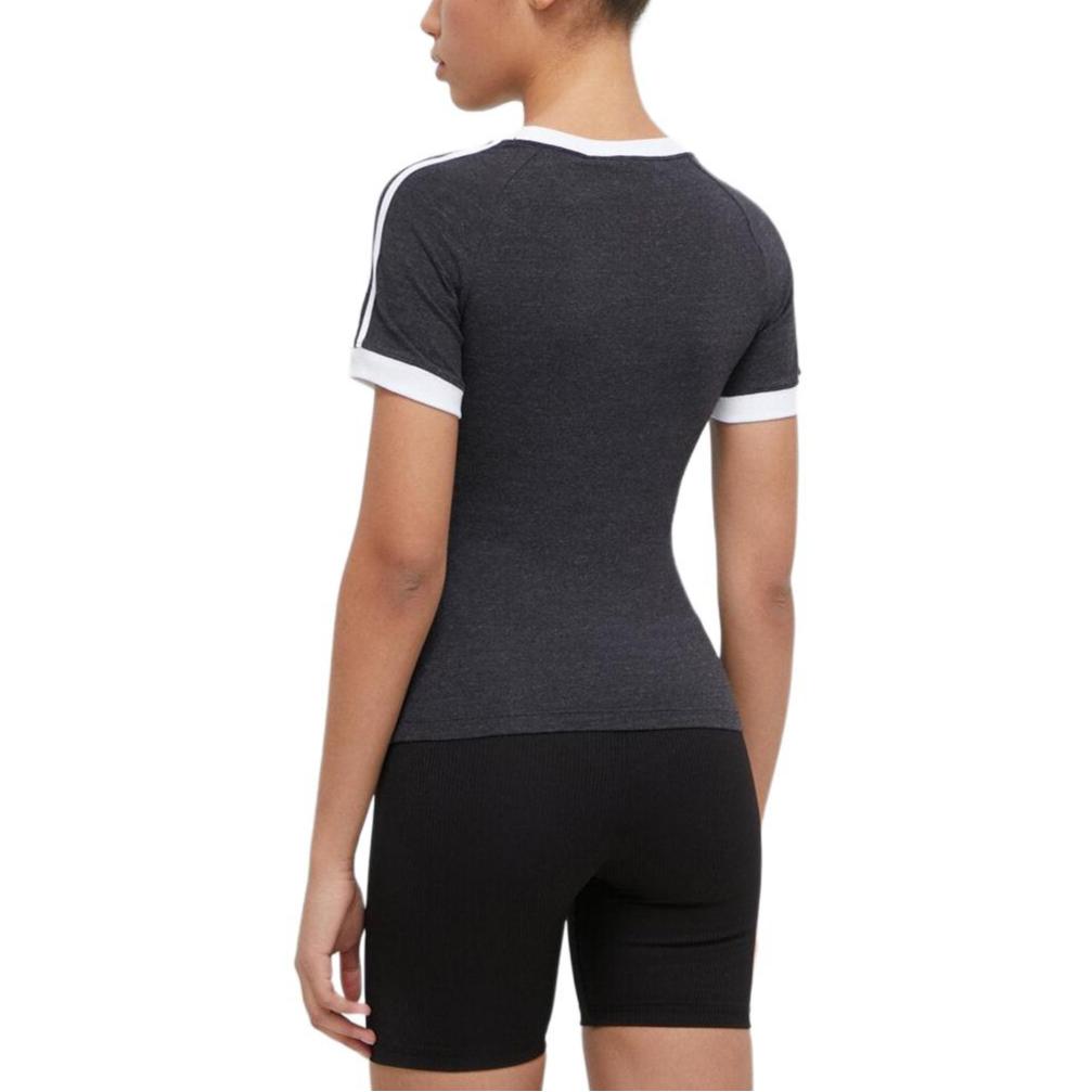 Adidas Women's 3 Stripes Slim Raglan T Shirt Black Melange IU2429