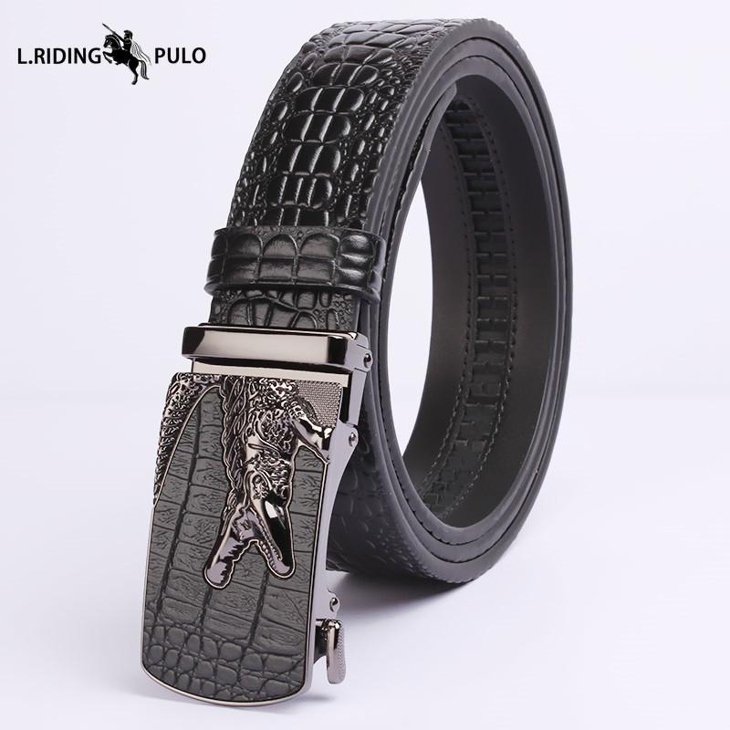 Crocodile Leather Men's Belt Automatic Business Casual Belt Belt High-grade First Layer Cowhide Fashion Belt