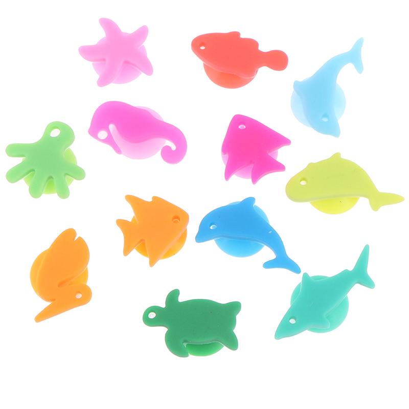 12ks/sada Silikonová značka mořských živočichů na sklenice na víno Identifikátor pohárku na pití