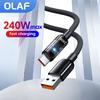 Olaf 240W Max USB Type C Cable Fast Charging Charger USB C Data Cord For Samsung Xiaomi Huawei LED Mobile Phone USB A To C Cable
