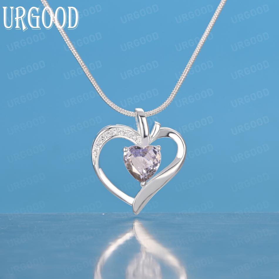 Кулон-сердце из стерлингового серебра 925 пробы с цирконом AAA, модное ожерелье, свадебные украшения 45cm