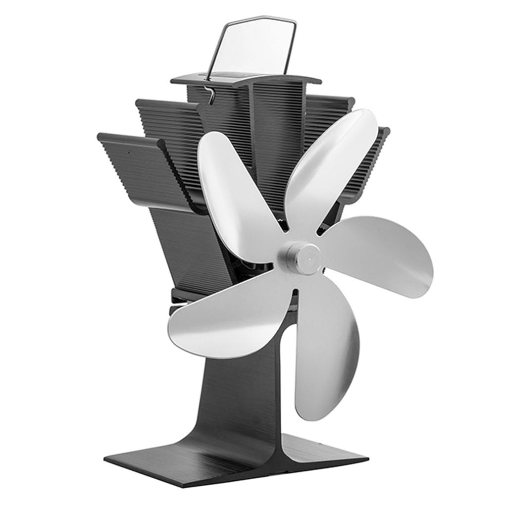 5 Blades Heat Powered Stove Fireplace Fan Wood Stove Fan Quiet Efficient for Wood Log Circulating Warm Air Saving Fuel