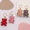 Cartoon Bear Keychain Pendant Cute Rhinestone Bear Keyring Charm Decorations Bag Keyring Hanging Ornament Car Keys Ring