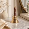 Ship's Bell Decorative Brass Hand with Wooden Handle Vintage for Themed Interior Styling,