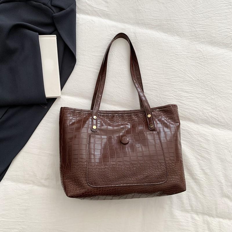 

Винтажная сумка-тоут большой вместимости 2025 осень-зима новая простая студенческая сумка через плечо для поездок на работу модная сумочка кофейный