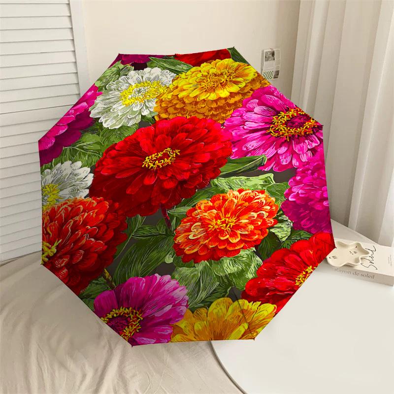 

1PC Floral Pattern Umbrella-8-Rib Reinforced Portable Folding Travel Suitable for All Seasons Outdoor Daily Use -J0340