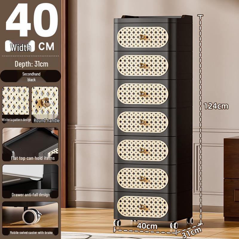 Nordic Style Movable Storage Cabinet with Drawers for Living Room or Bedroom