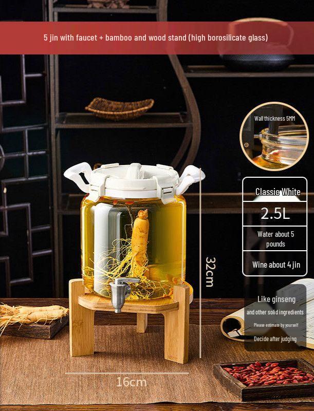 Naijiang Sealed Glass Wine Jar with Faucet