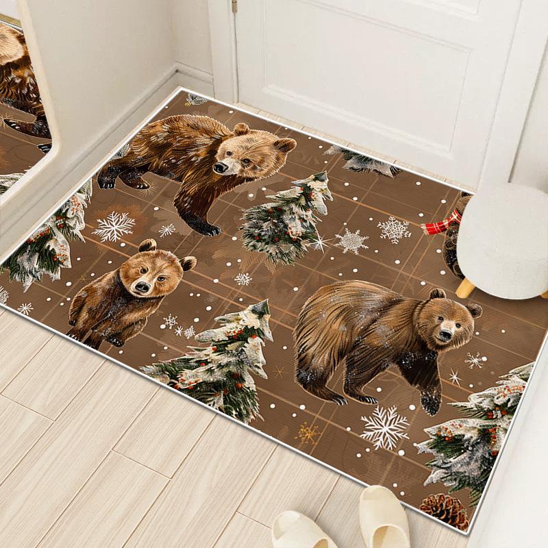 

Рождественская атмосфера Мягкий диатомовый ил для ванной комнаты Впитывающий коврик для ног Коврик для туалета Нескользящий коврик для двери туалета 60 * 90cm Crystal Velvet