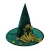 A Halloween Party Hat Witch Hat Artificial Flower Clothing Accessories Made of Polyester Fiber Green Magic Hat